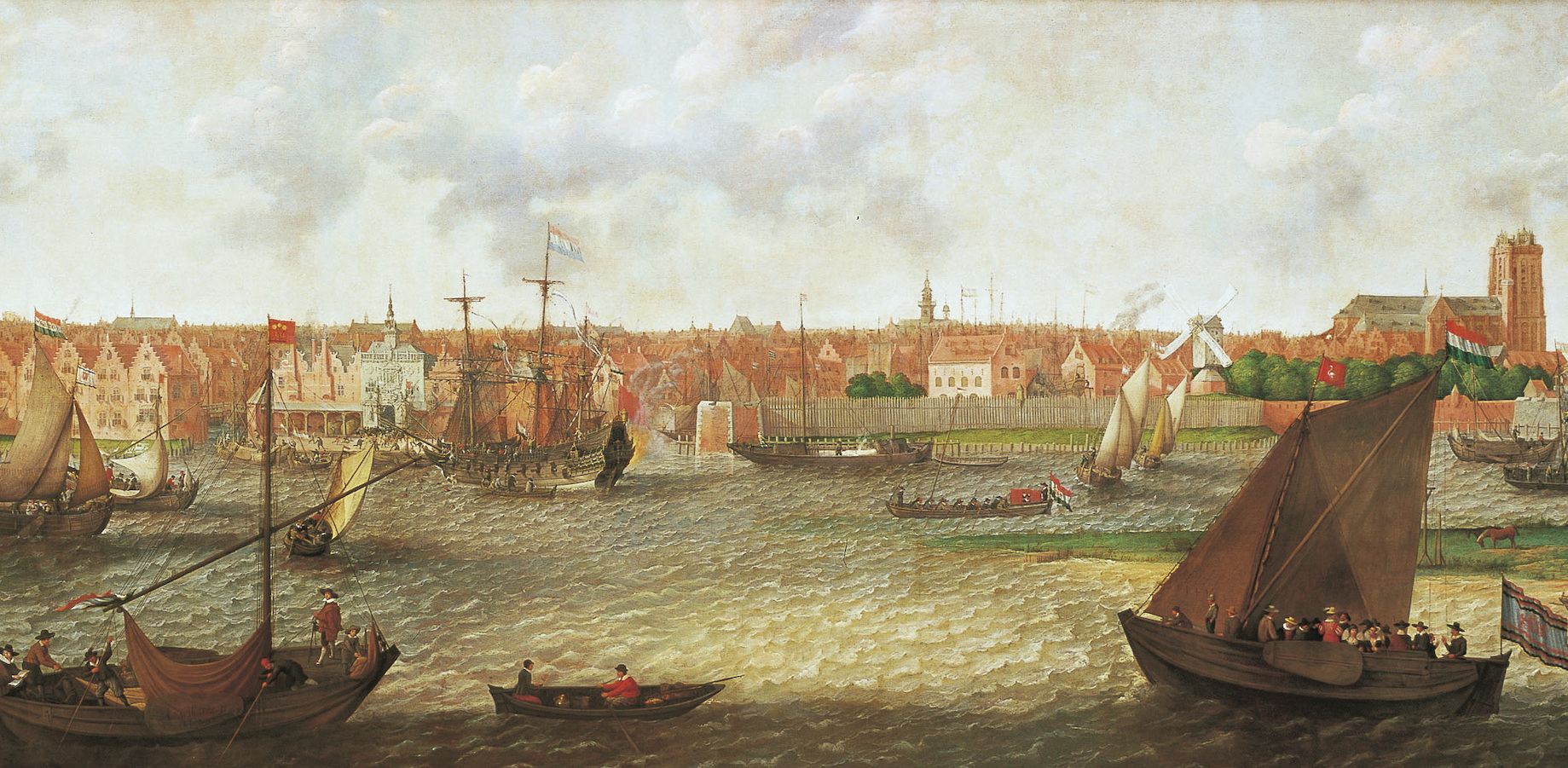 Gezicht op Dordrecht vanuit de monding van de Noord, Adam Willaerts, 1629, Collectie Dordrechts Museum