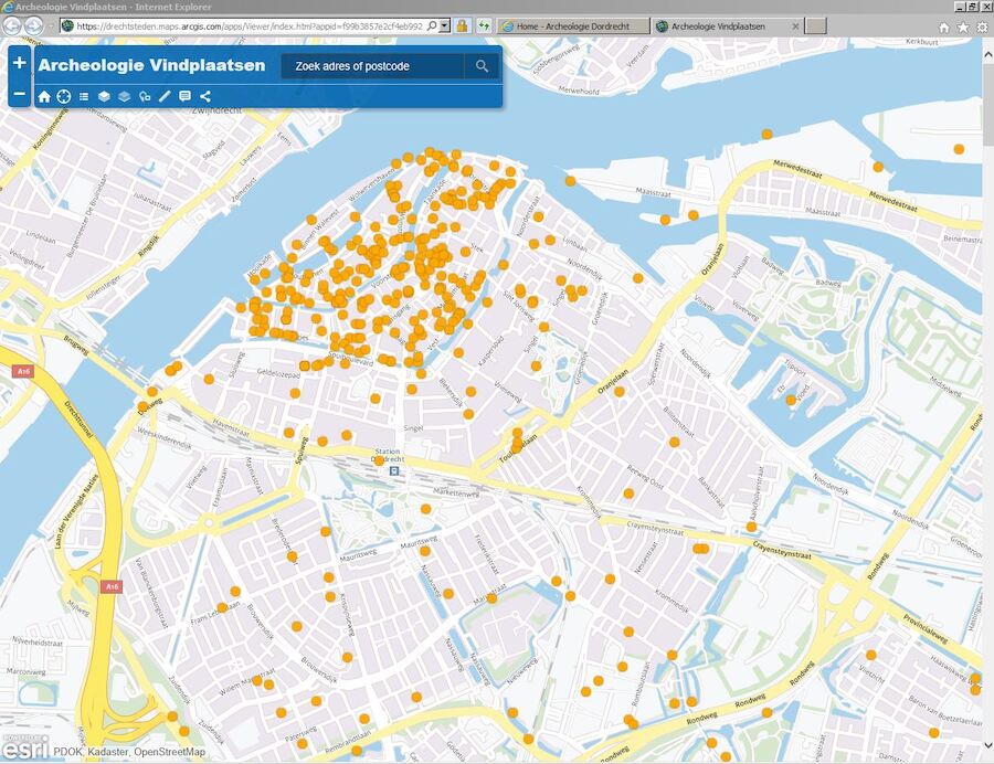 Archeologie vindplaatsen Dordrecht