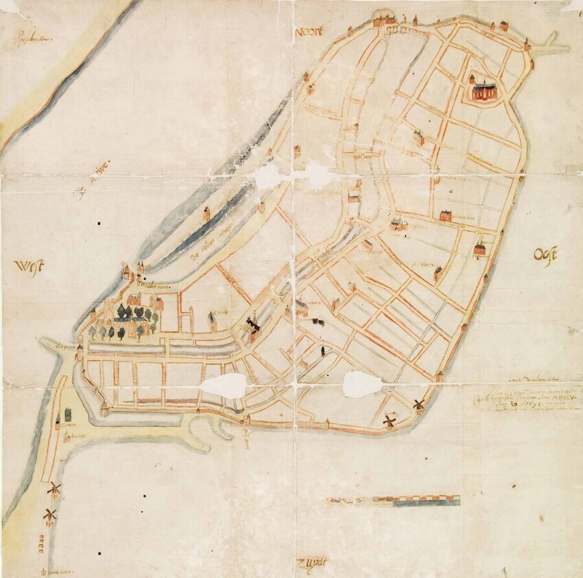 Dordrecht naar de kaart van Van Deventer, 1545